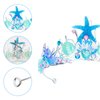 Mermaid Crown Pearl Mermaid Birthday Decorations Mermaid Party Favors Mermaid Crown Adult Mermaid Headband Hair Accessories Halloween Costume women Mermaid Blue Tiaras Seashell Starfish Fish Tail