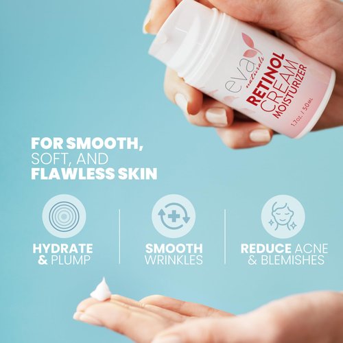 Eva Naturals Anti-Aging Retinol Cream For Face - Anti-Wrinkle Retinol Moisturizer Day & Night Face Cream With Hyaluronic Acid & Vitamin E For Women and Men - Reduce Fine Lines & Dark Spots (1.7 oz)