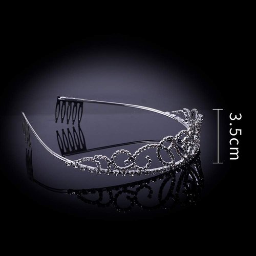 Bseash Silver Crystal Tiara Crown Headband Princess Elegant Crown with combs for Women Girls Bridal Wedding Prom Birthday Party