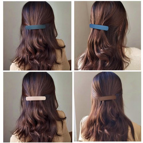 Fsmiling Medium Hair Barrettes For Women,4pcs Matte Hair Barrette,Automatic Hair Clips Barrettes for Women thick hair