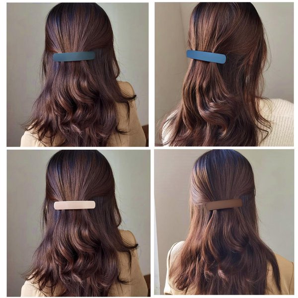 Fsmiling Medium Hair Barrettes For Women,4pcs Matte Hair Barrette,Automatic Hair Clips Barrettes for Women thick hair