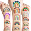 96 PCS Pastel Rainbow Temporary Tattoos Sticker Boho Rainbow Birthday Party Decorations Favors Supplies Decor Gifts Boys Girls Baby Shower Cute Fake Tattoo School Reward Themed
