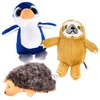 PixieCrush Stuffed Anmials - Penguin, Sloth, and Hedgehog - Soft Polyester Stuffed Animals Plush Toys - Kids' Adorable Plushie Toys - Ideal for Baby Showers and Easter Gifts - 1x4x6-Inch Each