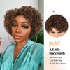 WIGER Glueless Side Part Kinky Curly Human Hair Wig Ombre Brown Short Curly Human Hair Wigs for Black Women Highlighted Natural Hairline Pixie Curly Bob Wig None Lace Frontal Deep Curly Hair