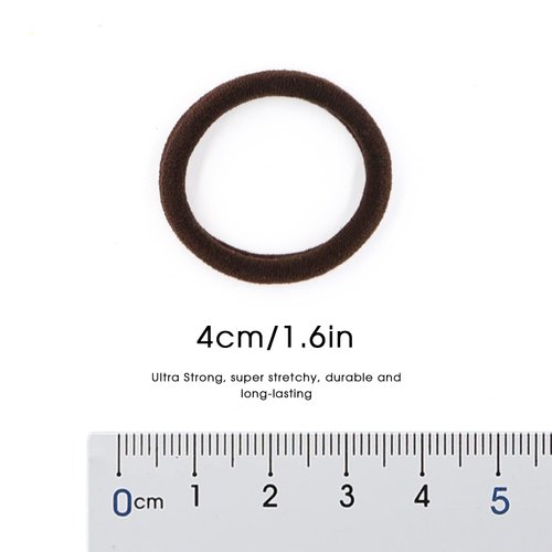 HOYOLS Soft Seamless Hair Ties, Dark Brown Stretch Cotton Hair Bands Ponytail Holder for Women Thick Hair, No Slip No Damage No Pull Scrunchies Headbands 100 Pcs (Espresso)