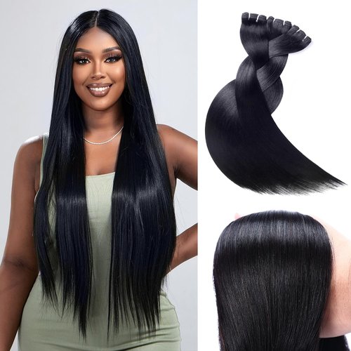 16A 3 Bundles16/18/20 Inch 150g Straight Bundles Human Hair 100% Unprocessed Real Human Hair Extensions Raw Human Hair Natural Black Color