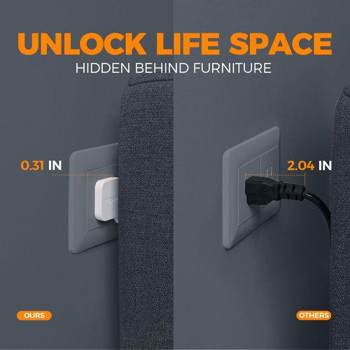 Flat Plug Surge Protector Power Strip, TESSAN 5 ft Ultra Thin Extension Cord with 3 USB Wall Charger(1 USB C Port), 4 Outlets Slim Desk Charging Station for Travel, Office, Dorm Room Essentials