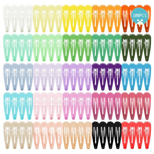 Girls Hair Clips, 100pcs 2 In" No Slip Metal HairPin Snap Barrettes for Girls Toddlers Kids Pets Accessories 25 Clolors