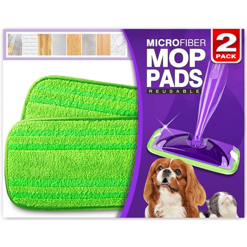 Orighty Reusable Mop Pads Compatible with Swiffer WetJet - Microfiber Pad Refill Machine Washable for Household Cleaning - Cleaning Floor Mop Head Pads Work Wet and Dry - Pack of 2