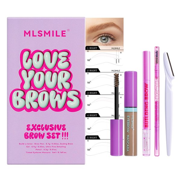 AKARY Eyebrow Trimmer & Brow Set for Eyebrows Makeup, Natural Bushy Eyebrow Makeup Kit, with 2-in-1 Building Brow, Detailing Pencil, Tinted Eyebrow Mascara, Eyebrow Trimmer and Eyebrow Stencil, Set A