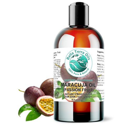 Bella Terra Oils - Maracuja Seed Oil 16 oz - Harness the Essence of Passion Fruit, Boosted with Nutrients & Antioxidants, Elevate Your Skin's Natural Glow