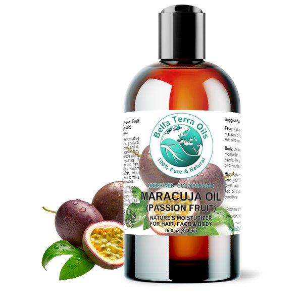 Bella Terra Oils - Maracuja Seed Oil 16 oz - Harness the Essence of Passion Fruit, Boosted with Nutrients & Antioxidants, Elevate Your Skin's Natural Glow