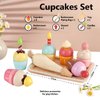 HERSITY Wooden Cupcakes Toys Pretend Play Food Desserts Kids Baking Set, Kitchen Playset for Toddlers 3-5, Tea Party for Little Girls Cooking Games Age 3 4 5 Years Old Girls Boys