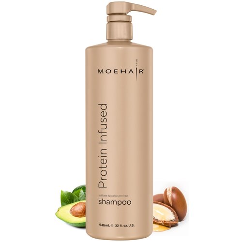 MOEHAIR Protein Infused Shampoo | Anti-Frizz, Moisturizing & Strengthening Shampoo for All Hair Types | With Proteins, Natural Oils & Vitamin E & B5 | Sulfate & Paraben-Free Hair Shampoo, 32 Fl Oz
