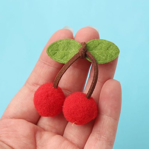 Ximimark 50pcs,Red Cherry Pom Pom DIY Hair Accessories Hairpin Headwear Brooch Pin Clothing Bag Jewelry Small Accessories Ball Pendant Versatile Decoration Material