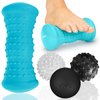 Vive Massage Ball Set (4 Piece) - Foot Pain Hot Cold Therapy Kit - Plantar Fasciitis, Heel Spur, Sore Muscles, Trigger Point - Back, Arm, Neck, Shoulder, Leg Circulation Roller - PT Spike Massager