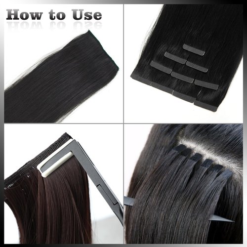 LEONTOOL Tape in Hair Extensions Pliers Stainless Steel Flat Surface Sealing Clamp Pliers Tools with A Pair of Nylon Replacement Tips, Tape Extensions Pliers Tools and Supplies for Women Human Hair