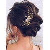 Jakawin Flower Bride Wedding Hair Piece Gold Leaf Hair Comb Pearl Bridal Hair Accessories for Women HC132