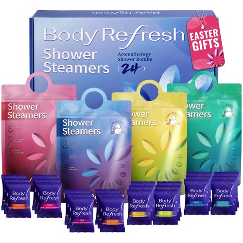 BodyRefresh Shower Steamers Aromatherapy - 24 Pack Shower Bombs with Essential Oils, Personal Self Care Birthday Gifts for Women Mom, Gifts for Her, Mothers Day Gifts Set for Wife Mom from Daughter