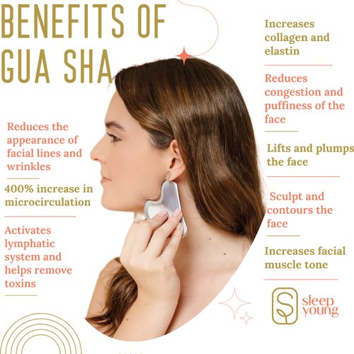 SLEEP YOUNG Stainless Steel Gua Sha Tool - Durable, Anti-Aging Facial Sculptor for Lymphatic Drainage and Puffiness Reduction, includes Travel Pouch