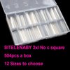 SITELENABY 504PCS 3XL No C Curve Square Nail Tips, Half Cover Artificial Nails Straight Tapered Square French Clear Fake Nail Tips for Acrylic Nails Professional 12 Sizes(3XL no c square 500pcs)