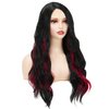 Sabosi Black and Red Long Wavy Wig for Women Red Black Ombre Synthetic Heat Resistant Cosplay Costume Wigs