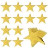 100 PCS Glitter Gold Five Star Cutouts Paper Star Confetti Cutouts Gold Star Cutouts for Bulletin Board Stars Accents Classroom Wall Party Decoration Supply