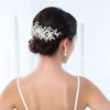 FUILUA Flower Bride Wedding Hair Piece Pearl Bridal Hair Comb Rhinestone Leaf Hair Accessories for Women and Girls