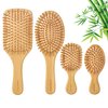 SAMEBUTECO Hair Brush Set Natural Bamboo Bristles Paddle Detangling Brushes for Thick, Thin, Curly, and Dry Hair Wooden Hair Message Brushes(4 packs)
