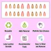 ANDGING Leopard Almond Press on Nails Short Medium French Tip Stiletto Fake Nails Glue on Nails for Women with Yellow Rhinestone Design Cute False Nails Stick on Nails for Wedding Birthday 24Pcs