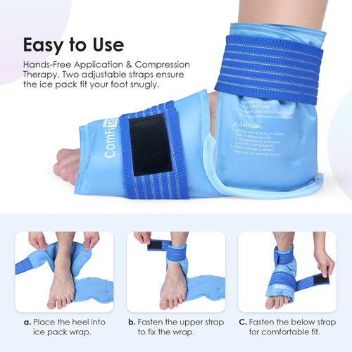 ComfiTECH Ankle Ice Pack Wrap for Injuries Reusable Heel Ice Pack for Ankle Plantar Fasciitis, Achilles Tendonitis, Sprained Ankles, Foot Pain & Heel Spur Cold Therapy