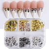 Bow Charms for Nails, 3D Bow Nail Art Charms 1 Box Gold Silver Bows Nail Designs Accessories Metal Alloy Bowknot Nail Art Rhinestones Cute Nail Jewelry for Women Girls DIY Nail Decoration Supplies