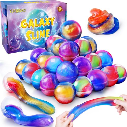 YOPINSAND Galaxy Slime Kit, 24 Slime Ball Party Favors for Kids, Stretchy & Non-Sticky Slime Pack, Slime Toy for Boys Girls 5-12