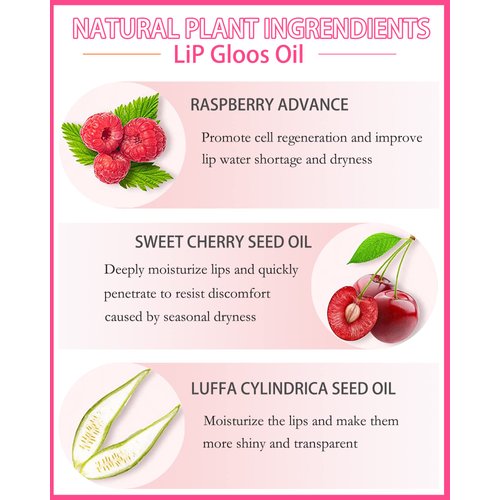 Hydrating Plumping Lip Glow Oil,Shine Tinted Lip Gloss,Glow Reviver Lip Oil,Long Lasting Moisturizing Clear Lip Plumper Oil Tint for Lip Care Dry Lips,Women's Day Makeup Gift ( (#007 Raspberry Red)