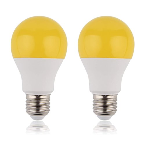 GREENIC 60 Watt Yellow Light Bulbs 2-Pack 120V E26 Base Led Bulb A19 800Lm 2200k Porch Light for Outdoor Indoor Bedroom Yard