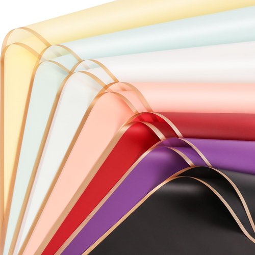 21 Sheets Gold Edge Flower Wrapping Paper, 7 Colors Bouquet Wrapping Paper Waterproof Floral Wrapping Paper, Florist Bouquet Supplies, DIY Floral Paper for Flower Shop Wedding Birthday