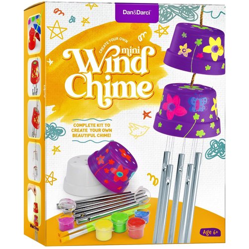 Dan&Darci Wind Chime Making & Painting Kit - Arts and Crafts Gift for Girls & Boys Ages 6, 7, 8, 9, 10-12 - Birthday & Easter Gifts for Kids - Kid Art & Craft Kits - DIY Stuff for Girl Age 6-12