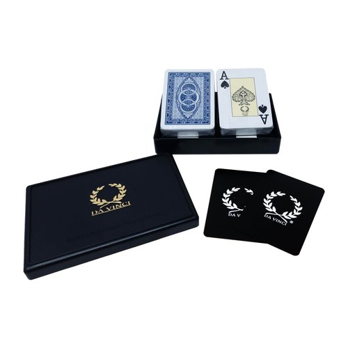 DA VINCI Ruote, Italian 100% Plastic Playing Cards, 2-Deck Poker Size Set, Jumbo Index w/Hard Shell Case and 2 Cut Cards