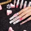 LOVFUL Press on Nails Marshmallo Gummy Bear Square | Luxury Diamond Pink Cotton Candy Nails| Pink Nails| Square Nails | 2.16in Long Square | H26(S)