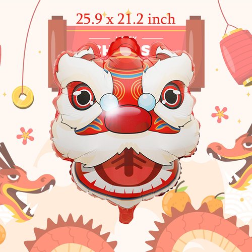 6Pcs Chinese New Year Balloons Helium Foil Balloons Party Decorations for 2024 Year of Dragon Chinese Lunar Spring Festival Decorations Supplies