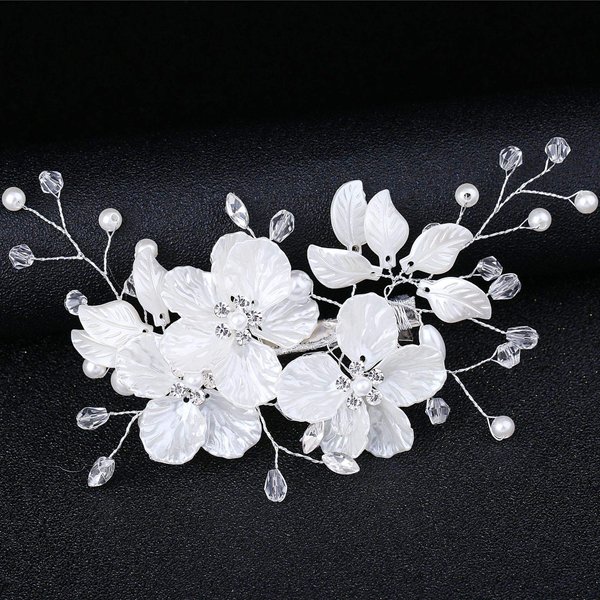 Wedding Hair Accessories: Crystal Flower Hair Pins, Pearl Headpieces for Brides, Bridesmaids, and Women