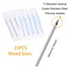 DJCIW 25PCS Mixed Body Piercing Needles, 12G 14G 16G 18G 20G Disposable Sterile Stainless Steel Piercing Needles for Ear Nose Navel Belly Nipple Tongue Lip Piercing