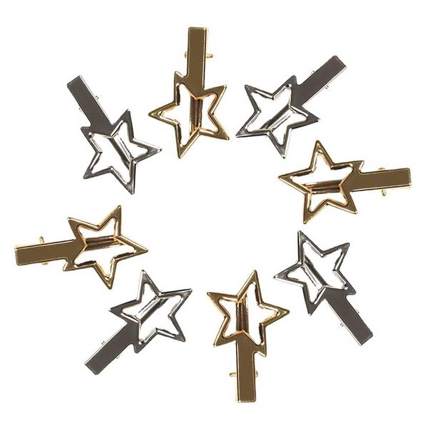 10 Pcs Metal Hair Clips Hollow Star Shape Alligator Hair Clips Non-Slip Hair Barrettes Hair Accessories for Women and Girls (Gold, Silver)
