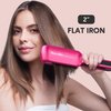 Terviiix Flat Iron Hair Straightener, 2 Inch Widest Ceramic Flat Iron for Hair, Professional Straightening Irons with Adjustable Temp, Fast Styling for Silky Smooth Hair, Dual Voltage, Auto Off, Pink
