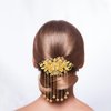 Beaupretty Wedding Hair Comb Hair Accessories Chinese Classical Long Tassel Bell Floral Leaves Hairpins Clips for Bride Wedding Party Gold