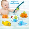 Dwi Dowellin Bath Toys for Toddlers, Magnetic Fishing Games Kids Bathtub Toys, Mold Free Wind-up Toys Swimming Fish Duck Whale Floating Water Toys for Kids Baby Infant