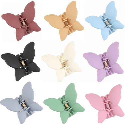 ALIMITOPIA Butterfly Hair Claw Clip,Non Slip Matte Hairpin Barrette Headdress Bobby Pins Headwear Hair Jaw Clamp Clip Accessories for Women Girl Thick Thin Hair(Medium 2.7 inches,9pcs)