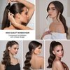 Caliee Ponytail Hair Extension for Women Remy Human Hair Dark Brown Ponytail 22 Inch 90G Ponytail Extension Human Hair Wrap Around Ponytail with Magic Paste Long Pony Tail Hairpiece