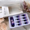 Medium Press on Nails Coffin Fake Nails Purple and Black Gradient French Press on False Nails Acrylic Nails Full Cover Glossy Glue on Nails Medium Reusable Artificial Stick on Nails for Women Girls