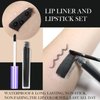 DAGEDA Matte Liquid Lipstick, 2Pcs Lip Liner and Lipstick Set, Waterproof Long-lasting Matte Lipstick Makeup Set, Non-Stick Cup Velvety Lip Stain Lip Gloss, Halloween Makeup Lipsticks Set (Black)